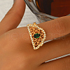 Hollow Geometric Brass Micro Pave Adjustable Finger Rings for Women RM6022-1-2