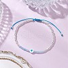 Brass Round Beads Braided Bead Bracelets for Women BJEW-JB11718-4
