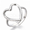 Non-Tarnish 304 Stainless Steel Heart Cuff Ring RJEW-N038-123P-1