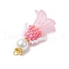 Glass Seed Beaded Flower Figurine Pendants PALLOY-MZ00686-03-4