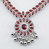 Retro Alloy Rhinestone Stud Earrings & Pendant Necklaces Sets FS-WG2F819-01-4