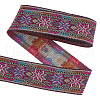 Ethnic Style Polyester Jacquard Flower Ribbons SRIB-WH0011-263B-1