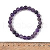 Natural Amethyst Beaded Stretch Bracelets BJEW-Q692-56-8mm-5