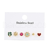304 Stainless Steel Rhinestone Stone Dyeing Stud Earrings EJEW-S224-04G-01-2