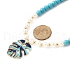 2Pcs Leaf Alloy Enamel Pendant Necklaces for Women NJEW-JN05349-5