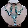 Teardrop Alloy Rhinestone Pendant Necklaces & Stud Earrings Sets FS-WG537BF-09-1