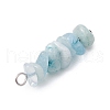 3Pcs Natural Aquamarine & Flower Amazonite & Synthetic Stone Chip Beaded Constellation Pendants PALLOY-JF03043-11-5