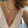 Brass & Natural Baroque Pearl Keshi Pearl Pendant Necklaces for Women FS-WG8C333-03-2