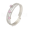 Rack Plating Brass Pave Clear Cubic Zirconia Open Cuff Wrap Bangles BJEW-B110-01P-2