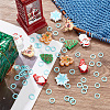 BENECREAT 62Pcs 7 Styles Christmas Theme Silicone Focal Beads with 50Pcs Plastic Knitting Stitch Marker Rings SIL-BC0001-07-5