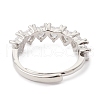 Clear Cubic Zirconia Heart Adjustable Ring RJEW-F124-05P-3