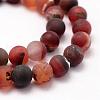 Frosted Natural Agate Beads Strands G-F365-6mm-01-3