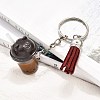 Faux Suede Tassel & Imitation Bubble Tea/Boba Milk Tea Resin Keychain KEYC-JKC01203-02-1