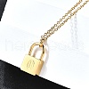 304 Stainless Steel Rolo Chain Pendant Necklaces NJEW-S444-01G-15-5