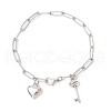 304 Stainless Steel Paperclip Chains Charm Bracelets for Women BJEW-JB11950-02-2