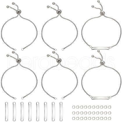 SUNNYCLUE 10Pcs Adjustable 304 Stainless Steel Slider Bracelet Making DIY-SC0026-30B-1