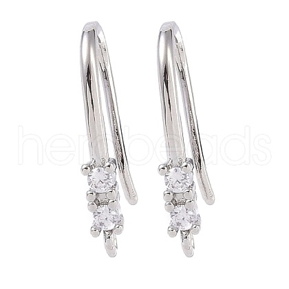 Brass Micro Pave Cubic Zirconia Earring Hooks KK-U008-12P-1