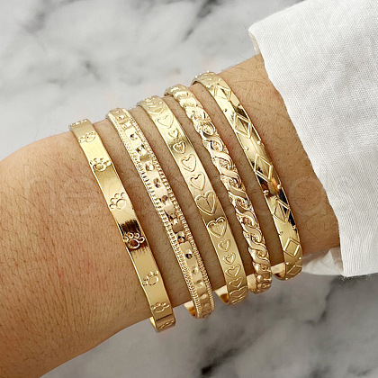 5Pcs Alloy Cuff Bangle Set for Women WG45AE5-03-1