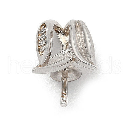 925 Sterling Silver Pave Clear Cubic Zirconia Leaf Pendant Bails STER-P068-07P-1