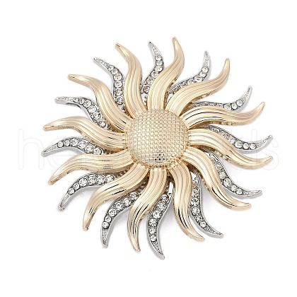 Sunflower Alloy Rhinestone Brooches for Backpack ClothesDouble  PALLOY-D361-12GP-1