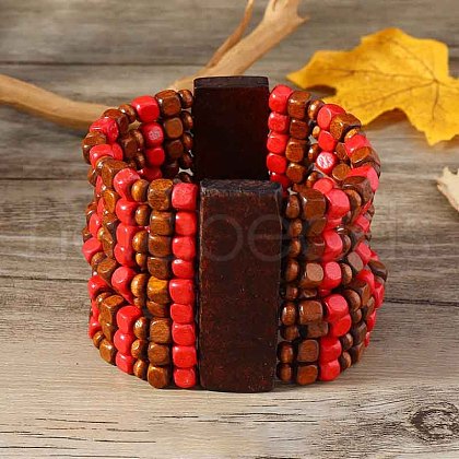 Bohemia & Ethnic Style Wood Stretch Bracelets for Women WG33998-16-1