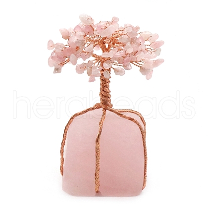 Natural Rose Quartz Chips Tree Decorations PW-WG57646-01-1