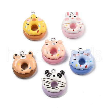 Cute Animal Theme Opaque Resin Pendants RESI-S020-01P-1
