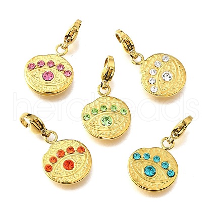 304 Stainless Steel Micro Pave Rhinestonea Pendants STAS-K263-78G-1