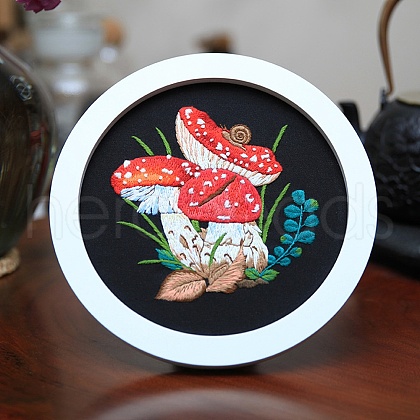 DIY Mushroom Pattern Embroidery Starter Kits DIY-L068-01B-1