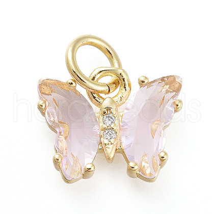 Brass Micro Pave Clear Cubic Zirconia Pendant ZIRC-P079-B01-11-1