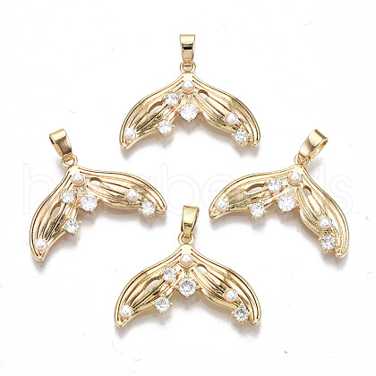 Brass Micro Pave Clear Cubic Zirconia Pendants KK-S354-252-NF-1