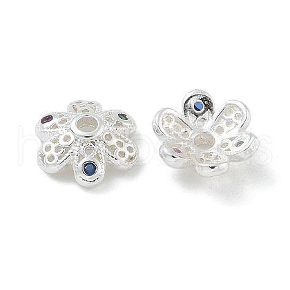 Brass Micro Pave Cubic Zirconia Bead Caps ZIRC-F141-15S-1