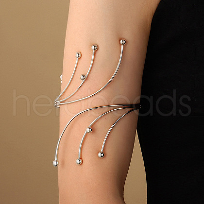 Round Beaded Alloy Upper Arm Open Cuff Bangles WG9CF3D-08-1