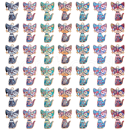 DELORIGIN 42Pcs 7 Colors Alloy Enamel Pendants ENAM-DR0001-03-1