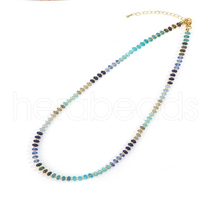 Colorful Natural Lapis Lazuli & Sodalite & Apatite & Dyed Howlite Rondelle Beaded Necklaces for Summer Beach Style CL7611-5-1