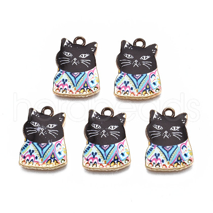 Rack Plating Alloy Enamel Pendants ENAM-T011-144B-1