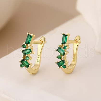 Elegant Geometric 925 Sterling Silver Cubic Zirconia Hoop Earrings TC0914-3-1