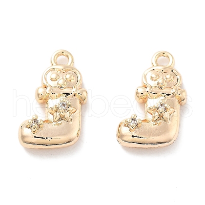 Brass Micro Pave Cubic Zirconia Charms KK-M102-01G-1
