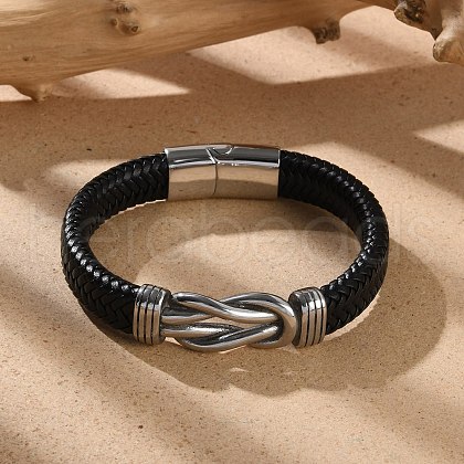 Braided Microfiber Leather Cord Bracelets for Men BJEW-Z081-05P-1