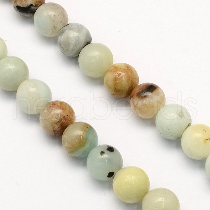 Natural Flower Amazonite Round Beads Strands G-S161-10mm-1