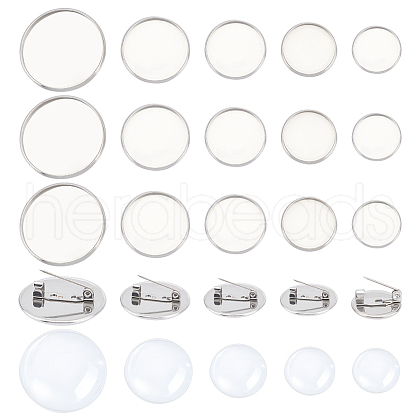 Unicraftale DIY Blank Dome 304 Stainless Steel Brooch Making Kit DIY-UN0056-16-1