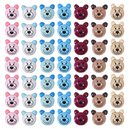 Globleland 70Pcs 7 Colors Natural Wood Printed Beads WOOD-GL0001-09-1