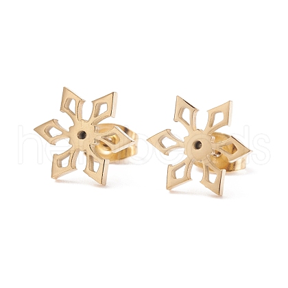 Snowflake 304 Stainless Steel Stud Earrings for Women EJEW-Z017-04G-1