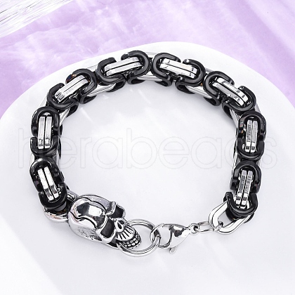201 Stainless Steel Byzantine Chain Bracelets BJEW-B078-160P-1
