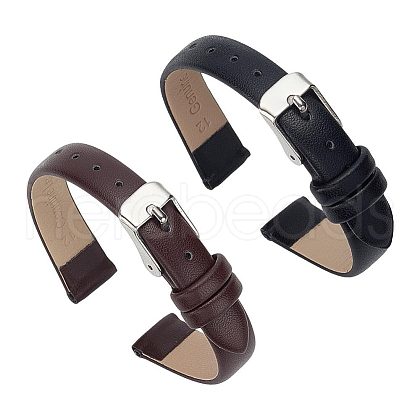 2 Sets 2 Colors Leather Textured Watch Bands AJEW-FG0003-83-1