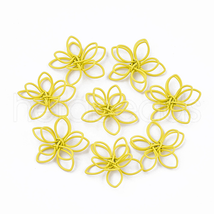 Spray Painted Eco-Friendly Iron Wire Wrapped Pendants IFIN-T009-03C-1
