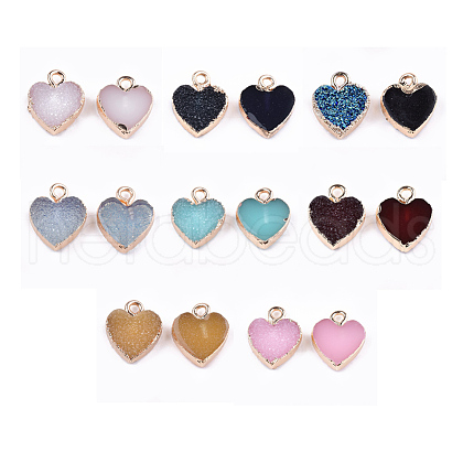 Electroplate Druzy Resin Pendants RESI-S366-01-M-1