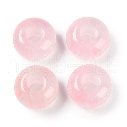 Resin European Beads with Glitter Powder RESI-F055-07I-1