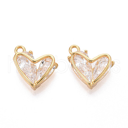 Brass Micro Pave Cubic Zirconia Charms KK-N263-59G-1