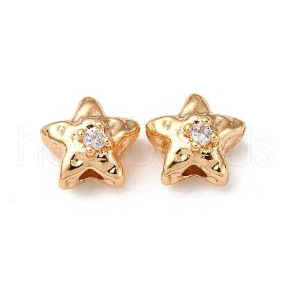 Brass Micro Pave Clear Cubic Zirconia Beads KK-Z112-41G-1